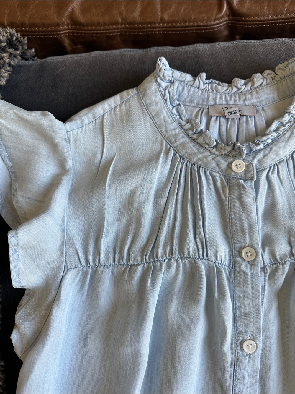 Rails Light Blue Ruffle Collar Button-Up Top - Picture 3 of 13